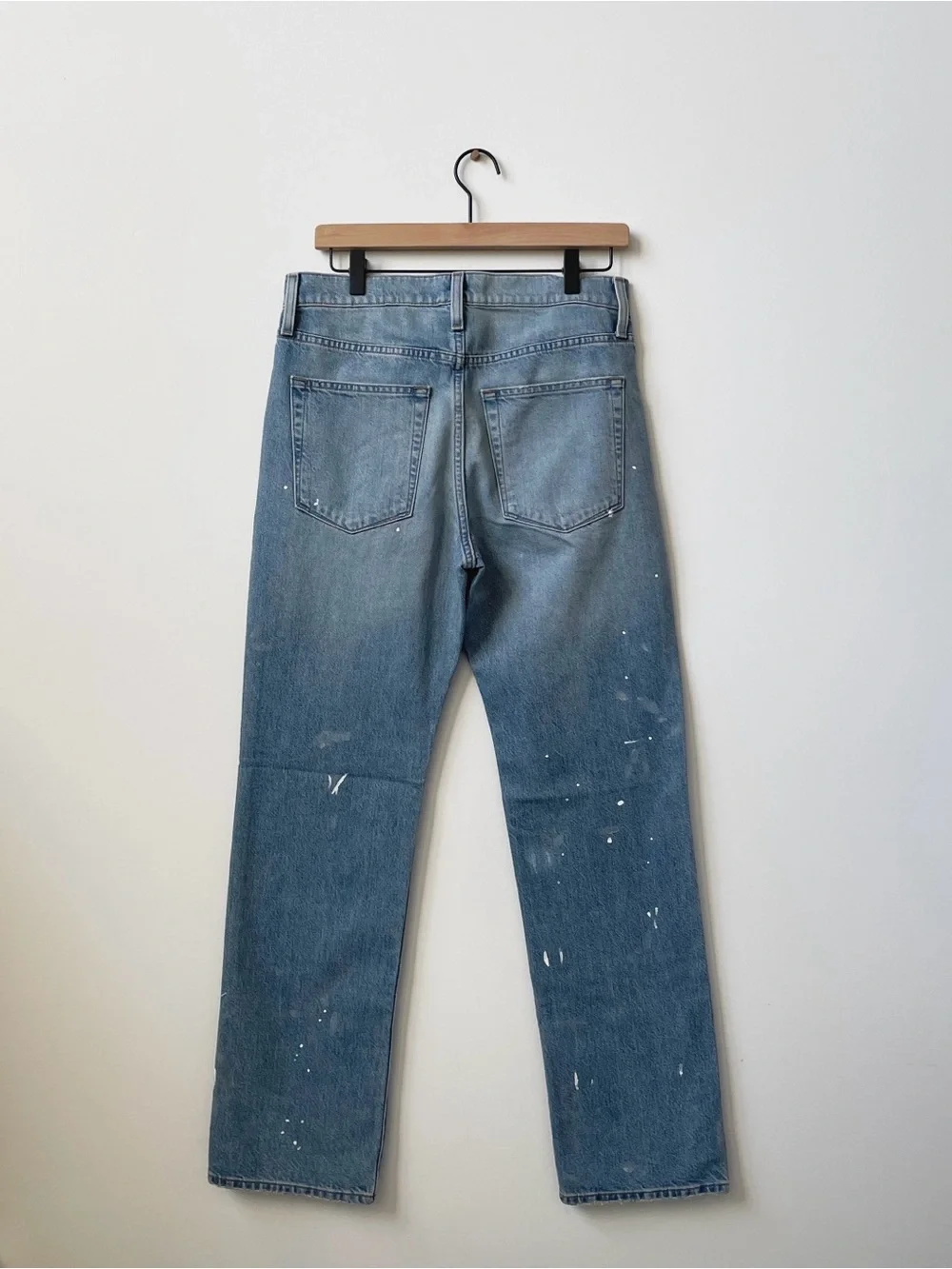 J. Crew Slouchy-straight Jeans with Paint Splatter in Ice Blue Wash Size 27